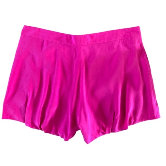 Alex Lane Silk Hot Pink Shorts Inverted Soft Bubble Hem pleating Made in NYC - Picture 3 of 8